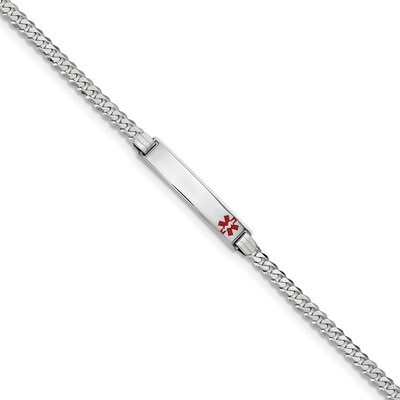 8 Inch Medical Red Enamel Flat Curb Link ID Bracelet 14k white Gold XM587FRW-8, MPN: XM587FRW-8, 19…