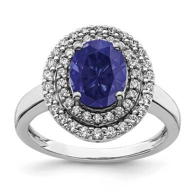 Created Blue Sapphire Ring 14k White Gold Lab Grown Diamond RM7500-CSA-050-WLG, MPN: RM7500-CSA-050…