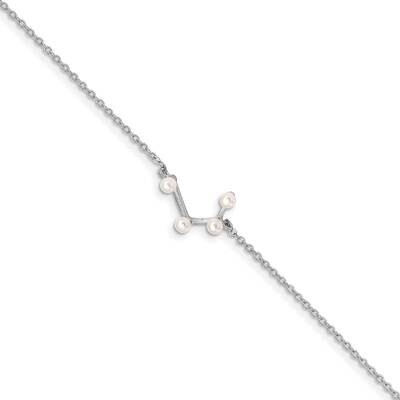 4 2-3mm Fwc Pearl Aquarius with 1 Inch Extension Bracelet Sterling Silver Rhodium-plated QG5097-7, …