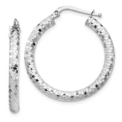 3x20mm Diamond-cut Hoop Earrings 14k White Gold TF1702W, MPN: TF1702W, 191101988363
