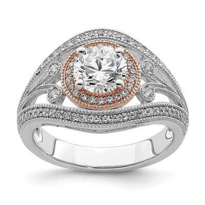 Rose-tone CZ Diamond Ring Sterling Silver Rhodium-plated QR6944, MPN: QR6944, 886774106243