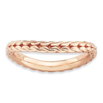 Pink-plated Wave Ring - Sterling Silver Polished QSK832, MPN: QSK832, 886774226576