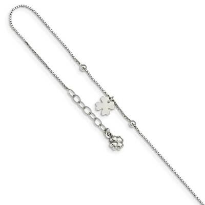 Clover Dangle with 1 inch Extender Anklet Sterling Silver QG4792-9, MPN: QG4792-9, 196904160510