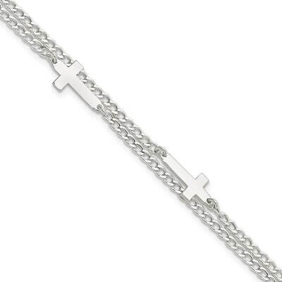 Double Cross 2-Strand with 1 Inch Extender Bracelet Sterling Silver QG5802-7, MPN: QG5802-7, 196904…
