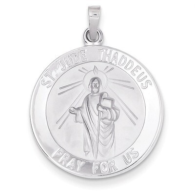 Saint Jude Medal Pendant 14k White Gold REL147, MPN: REL147, 883957410241