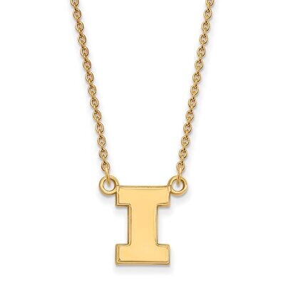 University of Illinois Small Pendant with Chain Necklace Gold-plated Silver GP015UIL-18, MPN: GP015…
