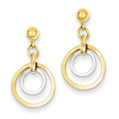 Circle Post Dangle Earrings 14k Two-Tone Gold TL798, MPN: TL798, 869944872964