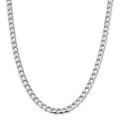26 Inch 6.75mm Polished Open Curb Chain Sterling Silver QFOC250-26, MPN: QFOC250-26, 883957753546