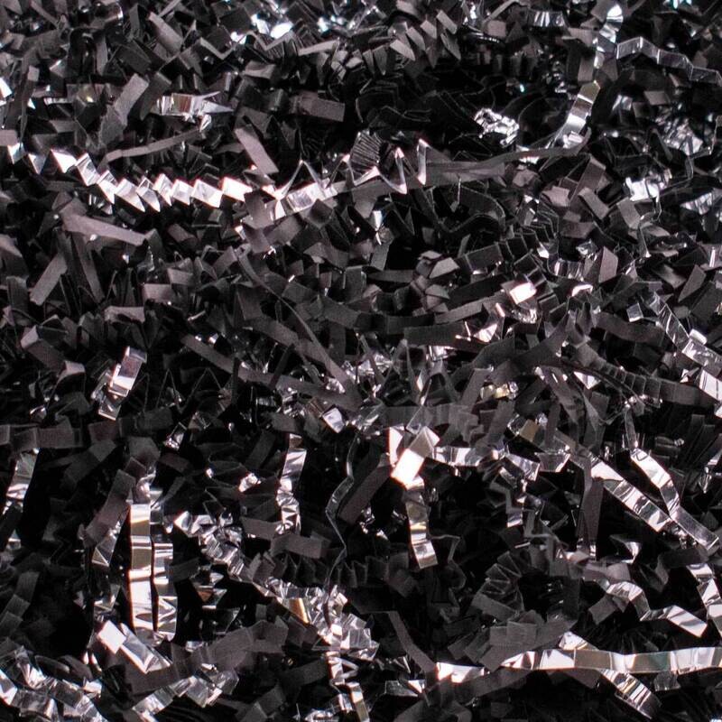 Black and Silver Metallic Color Mixed Crinkle Cut Shredded Paper JT5109-BKSV, MPN: JT5109-BKSV,