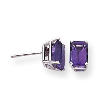 7x5mm Emerald Cut Amethyst Earrings 14k White Gold XE66WAM, MPN: XE66WAM, 883957095929