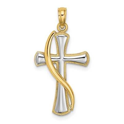 Drape Over Cross Charm 14k Gold Rhodium K9126, MPN: K9126, 637218046751