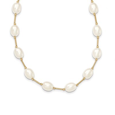 18 Inch Bead and 7-8mm White Fresh Water Cultured Pearl Necklace 14k Gold XF558-18, MPN: XF558-18, …