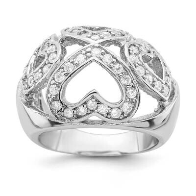 Sterling Silver CZ Open Heart Dome Ring JRS4798-7