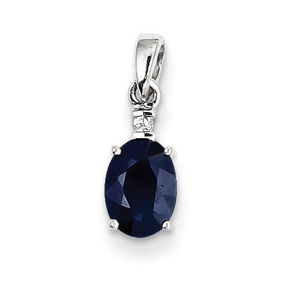Sapphire Oval Pendant Sterling Silver Rhodium-plated Diamond QP3054S, MPN: QP3054S, 883957461991