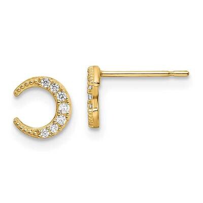 CZ Diamond Moon Post Earrings 14k Gold YE2058, MPN: YE2058, 191101786679