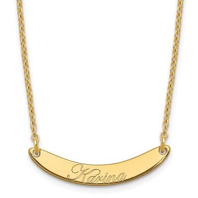 Small Polished Curved Edwardian Script Bar Necklace Gold-plated Sterling Silver XNA1235GP, MPN: XNA…
