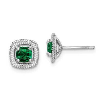 Created Emerald Square Post Earrings Sterling Silver Rhodium Plated QE14493MAY, MPN: QE14493MAY, 88…