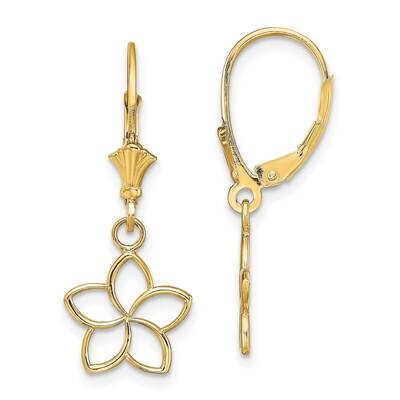 Cut-Out Flower Leverback Earrings 14k Gold Polished TF1780, MPN: TF1780, 637218176731