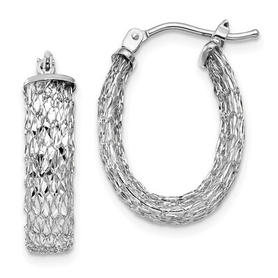 Leslie&#39;s Diamond-cut Oval Hoop Earrings 14k Polished White Gold HB-LE1798W, MPN: LE1798W, 191101735…