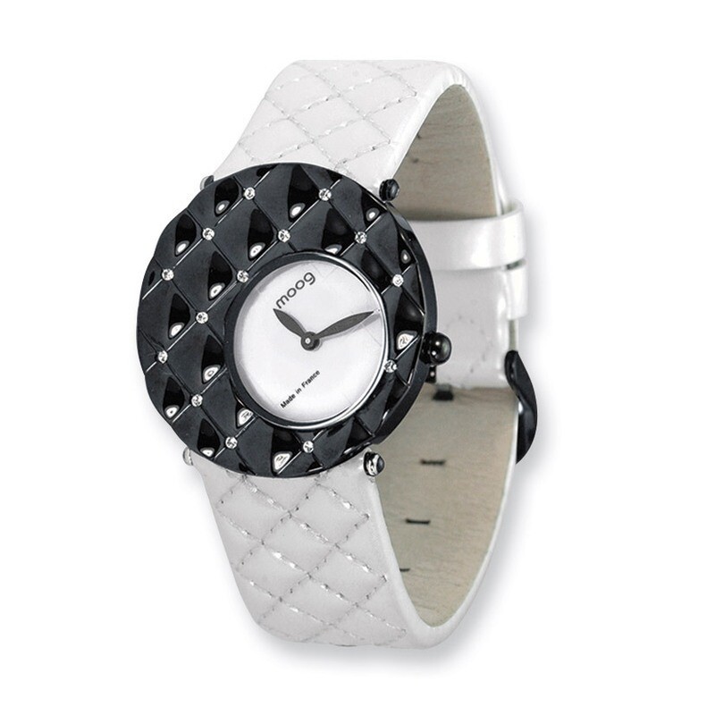 Moog Fascination White Dial White Quilted Patent Strap Watch
