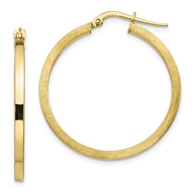 Leslie&#39;s Brushed Polished Round Hoop Earrings 10k Gold HB-10LE489, MPN: 10LE489, 191101498992