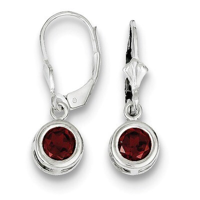 6mm Round Garnet Leverback Earrings Sterling Silver QE2041GA, MPN: QE2041GA, 883957225180