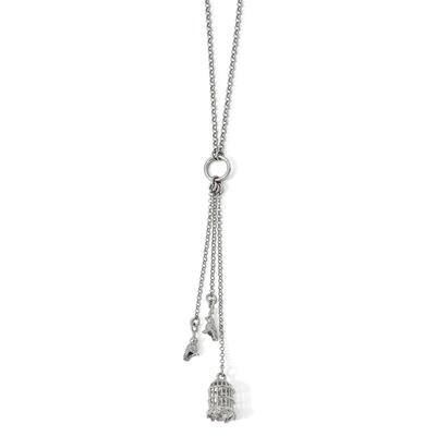 Leslie&#39;s Bird Cage with Birds Slip-on Necklace 36 Inch Sterling Silver Polished HB-QLF849-36, MPN: …