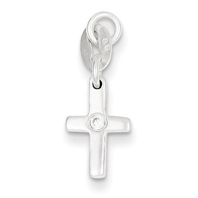 Diamond Polished Cross Charm Sterling Silver QC6647, MPN: QC6647, 883957536507