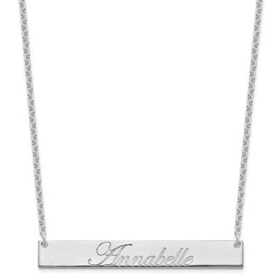 Large Polished Edwardian Script Bar Necklace Sterling Silver Rhodium-plated XNA1224SS, MPN: XNA1224…