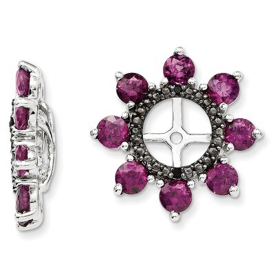 Rhodolite Garnet &amp; Black Sapphire Earring Jacket Sterling Silver Rhodium QJ114JUN, MPN: QJ114JUN, 1…