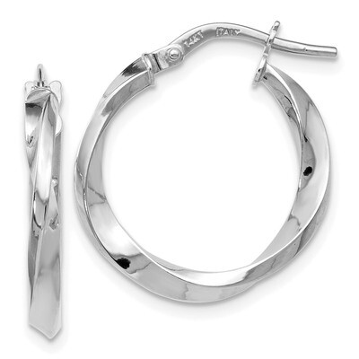 Leslie&#39;s Twisted Hoop Earrings 14k White Gold Polished HB-LE1042, MPN: LE1042, 191101554155
