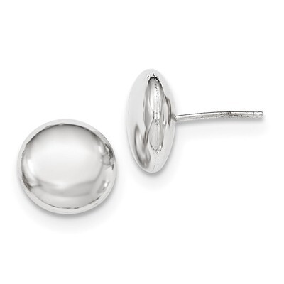 12mm Button Post Earrings 14k White Gold Polished H1029, MPN: H1029, 658226130294