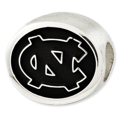 Antiqued University of North Carolina Collegiate Bead Sterling Silver QRS3029