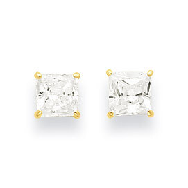 5mm Square Synthetic Diamond Post Earrings 14k Gold XD38CZ, MPN: XD38CZ, 716838209941