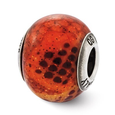 Pink &amp; Orange Python Glass Bead - Sterling Silver QRS2506, MPN: QRS2506, 883957556482