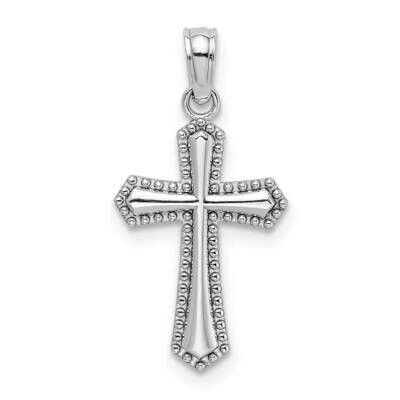 Beaded Trim Cross Charm 14k White Gold K5046W, MPN: K5046W, 637218098354