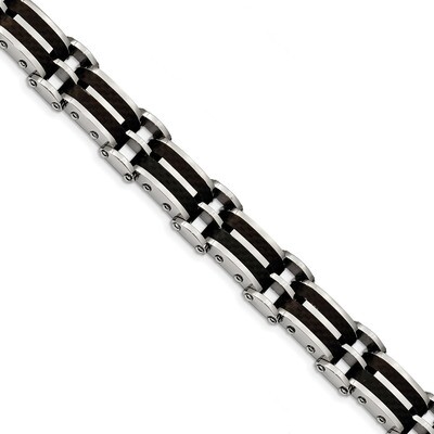 Solid Black Carbon Fiber Link Bracelet Stainless Steel Polished SRB1829-8 by Chisel, MPN: SRB1829-8…