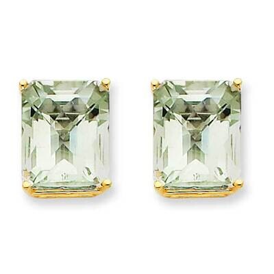 12x10 Octagon Checker-Cut Green Quartz Earrings 14k Gold XE70CG, MPN: XE70CG, 883957096773