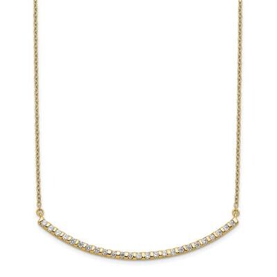 Si1/Si2, G H I, Curved Bar Necklace 14k Yellow Gold Lab Grown Diamond PM3732-050-YLG, MPN: PM3732-0…