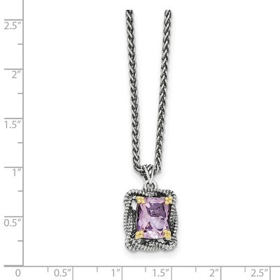 Pink Amethyst Necklace Sterling Silver &amp; 14k Gold QTC1517, MPN: QTC1517, 191101466038