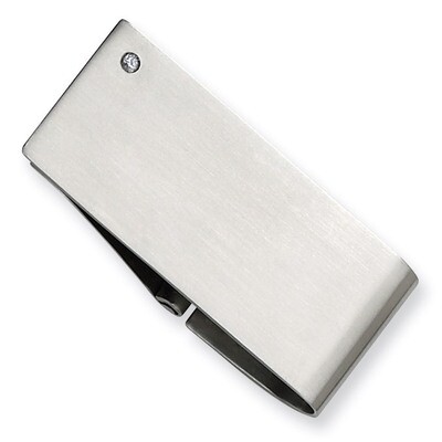 Brushed Diamond Accent Hinged Money Clip - Stainless Steel SRM122 by Chisel, MPN: SRM122, 883957747…