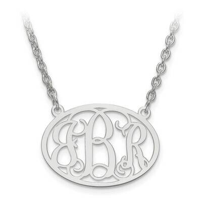 Small Laser Polished Oval Monogram Plate with Chain Sterling Silver Rhodium-plated XNA577SS, MPN: X…