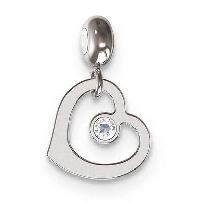 Memi Heart with Swarovski Crystal Charm Sterling Silver Rhodium-plated ME177-SS, MPN: ME177-SS,