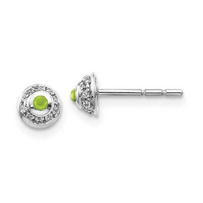 Cabochon Peridot Earrings 14k White Gold Diamond EM4030-PE-008-WA, MPN: EM4030-PE-008-WA, 191101837…