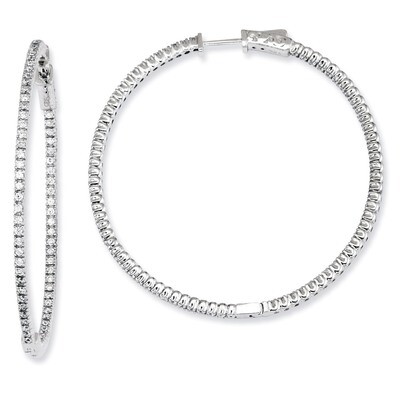 156 Stones In and Out Round Hoop Earrings Sterling Silver with Diamonds QE7563, MPN: QE7563, 886774…