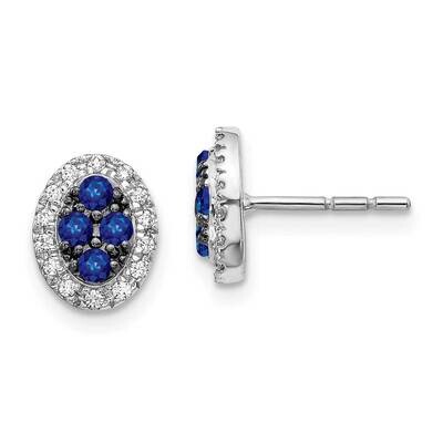 Sapphire Oval Post Earrings 14k White Gold Diamond EM5611-SA-013-WA, MPN: EM5611-SA-013-WA, 8839573…