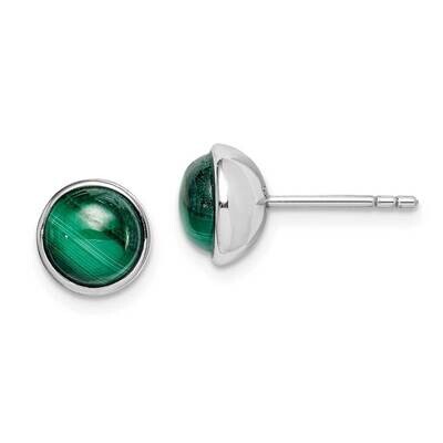 7mm Malachite Post Earrings Sterling Silver Rhodium-plated QE15036, MPN: QE15036, 883957951324