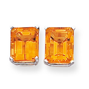 Citrine Diamond emerald stud earring 14k Gold XE69WCI, MPN: XE69WCI, 883957096674