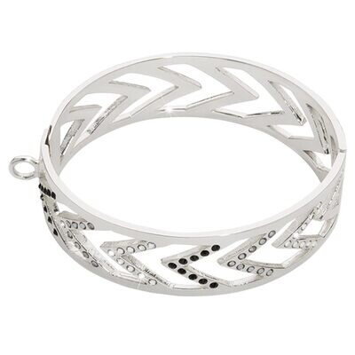 Nikki Lissoni Large Geometric Chevron Bangle of 2cm with One Loop To Attach A Charm Silver-plated 1…