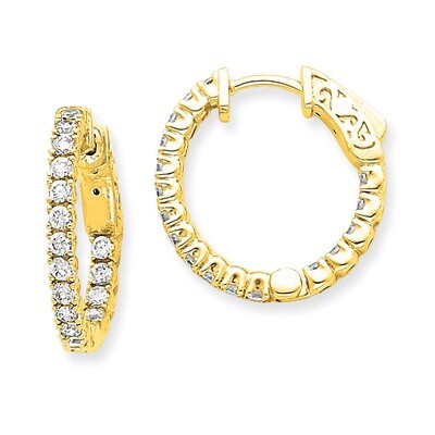 Diamond Round Hoop with Safety Clasp Earrings 14k Gold XE1987AA, MPN: XE1987AA, 191101380839